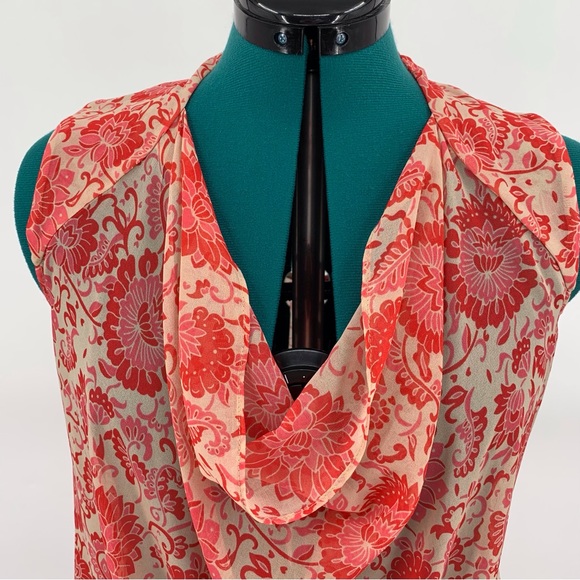 Cabi Vita Blouse #5037, Pink Paisley and Floral Sleeveless Cowl Neck Top, Medium - Picture 2 of 14
